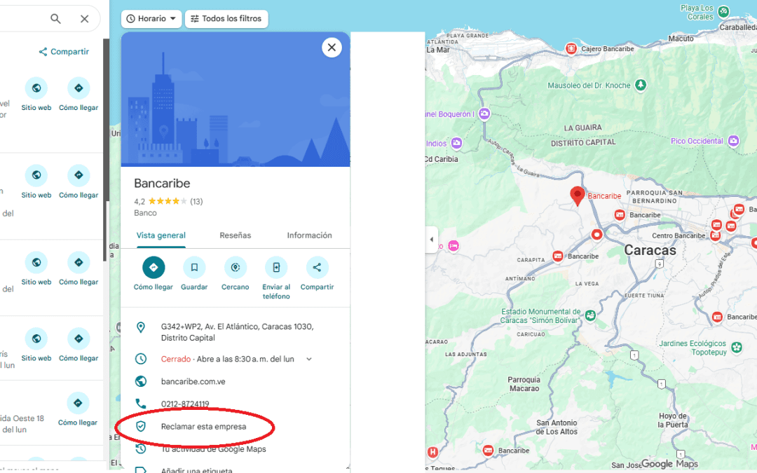 Gestión de Presencia Digital en Google Maps – Bancaribe