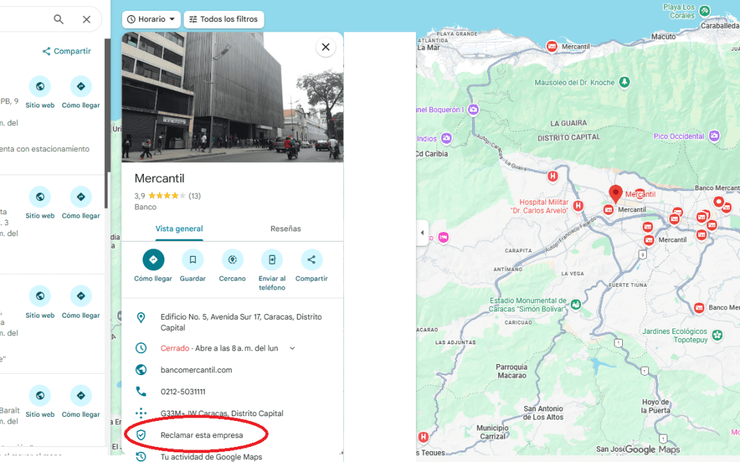 Gestión de Presencia Digital en Google Maps – Banco Mercantil
